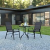 image:imageFlash Furniture 2375 in Glass Round Dining Table with 2 Chairs Black  Tempered Glass Flex Comfort MaterialBlack