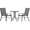 image:imageFlash Furniture 2375 in Glass Round Dining Table with 2 Chairs Black  Tempered Glass Flex Comfort MaterialBlack