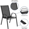 image:imageFlash Furniture 2375 in Glass Round Dining Table with 2 Chairs Black  Tempered Glass Flex Comfort MaterialBlack