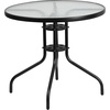 image:imageFlash Furniture 2375 in Glass Round Dining Table with 2 Chairs Black  Tempered Glass Flex Comfort MaterialBrown