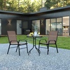 image:imageFlash Furniture 2375 in Glass Round Dining Table with 2 Chairs Black  Tempered Glass Flex Comfort MaterialBrown