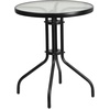 image:imageFlash Furniture 2375 in Glass Round Dining Table with 2 Chairs Black  Tempered Glass Flex Comfort MaterialBrown