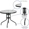 image:imageFlash Furniture 2375 in Glass Round Dining Table with 2 Chairs Black  Tempered Glass Flex Comfort MaterialBrown
