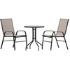 image:imageFlash Furniture 2375 in Glass Round Dining Table with 2 Chairs Black  Tempered Glass Flex Comfort MaterialBrown