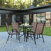 image:imageFlash Furniture 2375 in Glass Round Dining Table with 2 Chairs Black  Tempered Glass Flex Comfort MaterialBrown