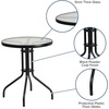 image:imageFlash Furniture 2375 in Glass Round Dining Table with 2 Chairs Black  Tempered Glass Flex Comfort MaterialGrey