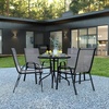 image:imageFlash Furniture 2375 in Glass Round Dining Table with 2 Chairs Black  Tempered Glass Flex Comfort MaterialGrey