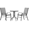 image:imageFlash Furniture 2375 in Glass Round Dining Table with 2 Chairs Black  Tempered Glass Flex Comfort MaterialGrey