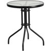 image:imageFlash Furniture 2375 in Glass Round Dining Table with 2 Chairs Black  Tempered Glass Flex Comfort MaterialGrey