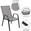 image:imageFlash Furniture 2375 in Glass Round Dining Table with 2 Chairs Black  Tempered Glass Flex Comfort MaterialGrey