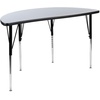 image:imageFlash Furniture 3 Piece 76 Oval Wave Collaborative Grey Thermal Laminate Activity Table Set  Standard Height Adjustable Legs  Height Adjustable Flexible Durable Construction Commercial UseGrey