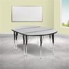 image:imageFlash Furniture 3 Piece 76 Oval Wave Collaborative Grey Thermal Laminate Activity Table Set  Standard Height Adjustable Legs  Height Adjustable Flexible Durable Construction Commercial UseGrey