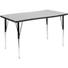 image:imageFlash Furniture 3 Piece 76 Oval Wave Collaborative Grey Thermal Laminate Activity Table Set  Standard Height Adjustable Legs  Height Adjustable Flexible Durable Construction Commercial UseGrey
