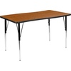 image:imageFlash Furniture 3 Piece 76 Oval Wave Collaborative Grey Thermal Laminate Activity Table Set  Standard Height Adjustable Legs  Height Adjustable Flexible Durable Construction Commercial UseOak