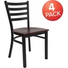 image:imageFlash Furniture 4 Pk HERCULES Series Brownblack Ladder Back Metal Restaurant Chair  Mahogany Wood Seat  Wood Seat Durable Construction Commercial Use Metal Frame