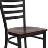 image:imageFlash Furniture 4 Pk HERCULES Series Brownblack Ladder Back Metal Restaurant Chair  Mahogany Wood Seat  Wood Seat Durable Construction Commercial Use Metal Frame