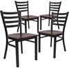 image:imageFlash Furniture 4 Pk HERCULES Series Brownblack Ladder Back Metal Restaurant Chair  Mahogany Wood Seat  Wood Seat Durable Construction Commercial Use Metal Frame