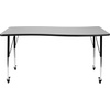 image:imageFlash Furniture 60x26 in Rectangular Activity Table Oak  Mobile Height Adjustable Standard Legs Flexible Laminate 26x60 in FootprintGrey