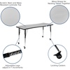 image:imageFlash Furniture 60x26 in Rectangular Activity Table Oak  Mobile Height Adjustable Standard Legs Flexible Laminate 26x60 in FootprintGrey
