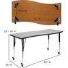 image:imageFlash Furniture 60x26 in Rectangular Activity Table Oak  Mobile Height Adjustable Standard Legs Flexible Laminate 26x60 in FootprintGrey