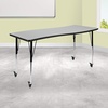 image:imageFlash Furniture 60x26 in Rectangular Activity Table Oak  Mobile Height Adjustable Standard Legs Flexible Laminate 26x60 in FootprintGrey