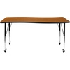 image:imageFlash Furniture 60x26 in Rectangular Activity Table Oak  Mobile Height Adjustable Standard Legs Flexible Laminate 26x60 in FootprintOak