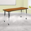 image:imageFlash Furniture 60x26 in Rectangular Activity Table Oak  Mobile Height Adjustable Standard Legs Flexible Laminate 26x60 in FootprintOak