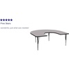 image:imageFlash Furniture 66x60 in Horseshoe Activity Table Oak  Height Adjustable Short Legs Thermal Laminate 60x66 in FootprintGrey