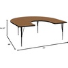 image:imageFlash Furniture 66x60 in Horseshoe Activity Table Oak  Height Adjustable Short Legs Thermal Laminate 60x66 in FootprintOak