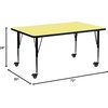 image:imageFlash Furniture 72x30 in Rectangular Activity Table Gray  Mobile Height Adjustable Short Legs Thermal Laminate 30x72 in FootprintYellow