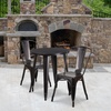 image:imageFlash Furniture Commercial Grade 24 Round BlackAntique Gold Metal IndoorOutdoor Table Set with 2 Cafe ChairsBlackantique Gold