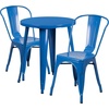 image:imageFlash Furniture Commercial Grade 24 Round BlackAntique Gold Metal IndoorOutdoor Table Set with 2 Cafe ChairsBlue