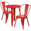 image:imageFlash Furniture Commercial Grade 24 Round BlackAntique Gold Metal IndoorOutdoor Table Set with 2 Cafe ChairsRed