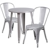 image:imageFlash Furniture Commercial Grade 24 Round BlackAntique Gold Metal IndoorOutdoor Table Set with 2 Cafe ChairsSilver