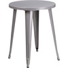 image:imageFlash Furniture Commercial Grade 24 Round BlackAntique Gold Metal IndoorOutdoor Table Set with 2 Cafe ChairsSilver