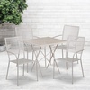 image:imageFlash Furniture Commercial Grade 28 Square Light Gray IndoorOutdoor Steel Folding Patio Table Set with 4 Square Back ChairsLight Gray