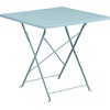 image:imageFlash Furniture Commercial Grade 28 Square Light Gray IndoorOutdoor Steel Folding Patio Table Set with 4 Square Back ChairsSky Blue
