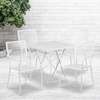 image:imageFlash Furniture Commercial Grade 28 Square Light Gray IndoorOutdoor Steel Folding Patio Table Set with 4 Square Back ChairsWhite