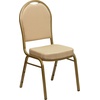 image:imageFlash Furniture HERCULES Series Dome Back Stacking Banquet Chair in Beige Patterned Fabric  Gold Frame  Gold Frame Fabric UpholsteryBeige Patterned FabricGold Frame
