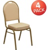 image:imageFlash Furniture HERCULES Series Dome Back Stacking Banquet Chair in Beige Patterned Fabric  Gold Frame  Gold Frame Fabric UpholsteryBeige Patterned FabricGold Frame
