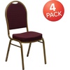 image:imageFlash Furniture HERCULES Series Dome Back Stacking Banquet Chair in Beige Patterned Fabric  Gold Frame  Gold Frame Fabric UpholsteryBurgundy Patterned FabricGold Frame