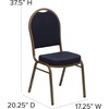 image:imageFlash Furniture HERCULES Series Dome Back Stacking Banquet Chair in Beige Patterned Fabric  Gold Frame  Gold Frame Fabric UpholsteryNavy Patterned FabricGold Frame