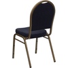 image:imageFlash Furniture HERCULES Series Dome Back Stacking Banquet Chair in Beige Patterned Fabric  Gold Frame  Gold Frame Fabric UpholsteryNavy Patterned FabricGold Frame