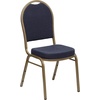 image:imageFlash Furniture HERCULES Series Dome Back Stacking Banquet Chair in Beige Patterned Fabric  Gold Frame  Gold Frame Fabric UpholsteryNavy Patterned FabricGold Frame