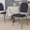image:imageFlash Furniture HERCULES Series Dome Back Stacking Banquet Chair in Beige Patterned Fabric  Gold Frame  Gold Frame Fabric UpholsteryNavy Patterned FabricGold Frame