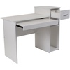 image:imageFlash Furniture Highland Park White Computer Desk with Shelves and Drawer  Sliding Keyboard Tray Storage Shelves Storage DrawerWhite