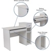 image:imageFlash Furniture Highland Park White Computer Desk with Shelves and Drawer  Sliding Keyboard Tray Storage Shelves Storage DrawerWhite