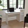 image:imageFlash Furniture Highland Park White Computer Desk with Shelves and Drawer  Sliding Keyboard Tray Storage Shelves Storage DrawerWhite