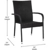 image:imageFlash Furniture Maxim Wicker IndoorOutdoor Dining Chairs with Arms  Black Wicker Wrapped Steel Frames  Fade amp Weather Resistantfor Deck or Backyard  Set of 2Black