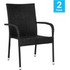 image:imageFlash Furniture Maxim Wicker IndoorOutdoor Dining Chairs with Arms  Black Wicker Wrapped Steel Frames  Fade amp Weather Resistantfor Deck or Backyard  Set of 2Black